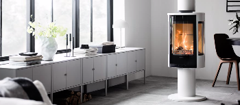 Contura 886 white - Glass door, aluminium lacquered top plate