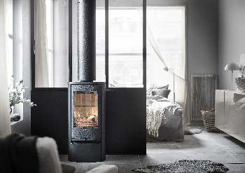 Contura 810 noir - Porte en fonte, plateau supérieur en aluminium laqué et porte