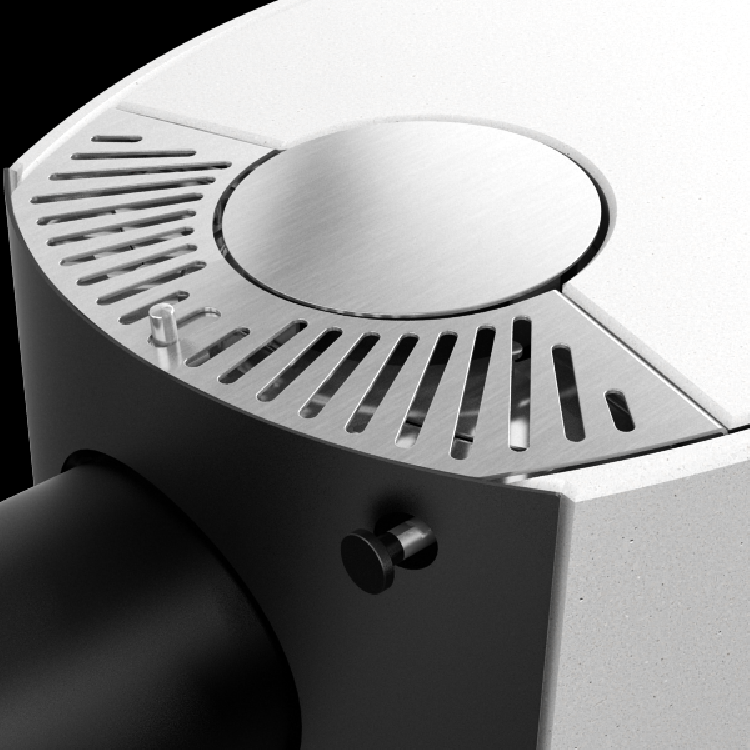 Der T-SKY DUO ist mit dem optionalen Konvektionsmodul ausgestattet. Alle T-SKYs sind jedoch mit einem Zündhebel ausgestattet.