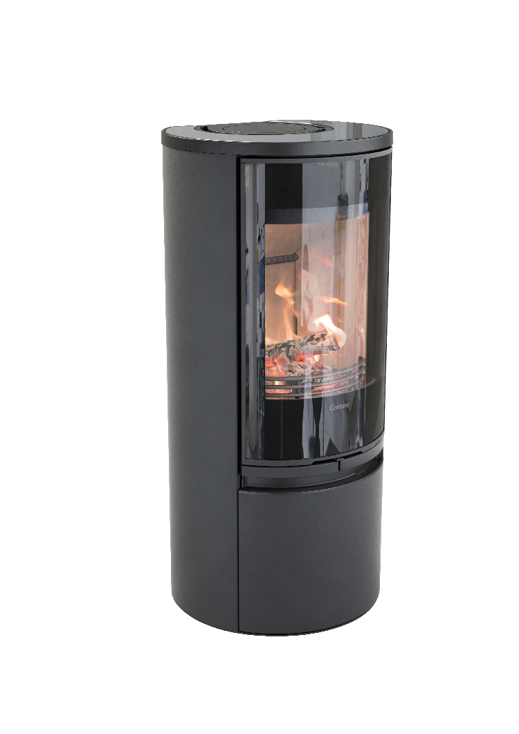 Contura 510 noir - Porte en verre, plateau en verre