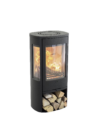 Contura 856 schwarz - Tür aus Gusseisen, Wanne aus lackiertem Aluminium