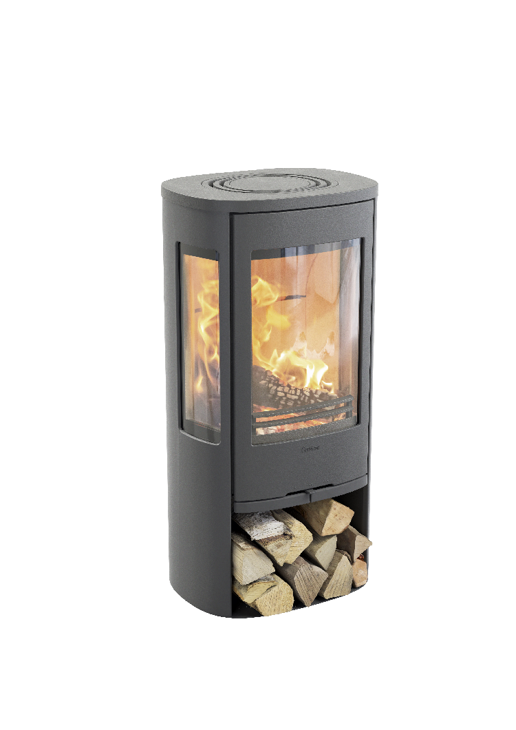 Contura 856 gris - Porte en fonte, plateau en alu laqué