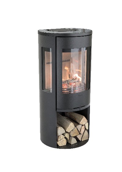 Contura 556 schwarz - Gusstür, Glasboden