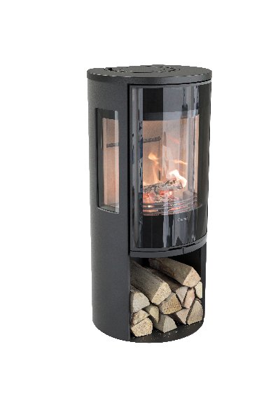 Contura 556 schwarz - Glastür, Einlegeboden aus Gusseisen