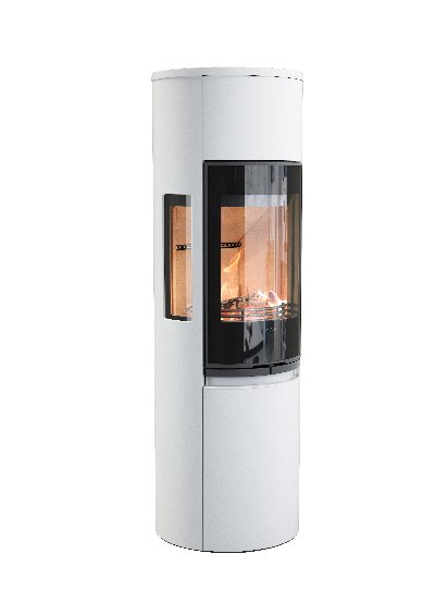 Contura 596 weiß - Glastür, Einlegeboden aus Gusseisen