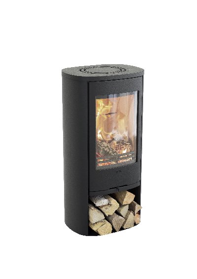 Contura 810 schwarz – Tür aus Gusseisen, obere Ablage aus lackiertem Aluminium