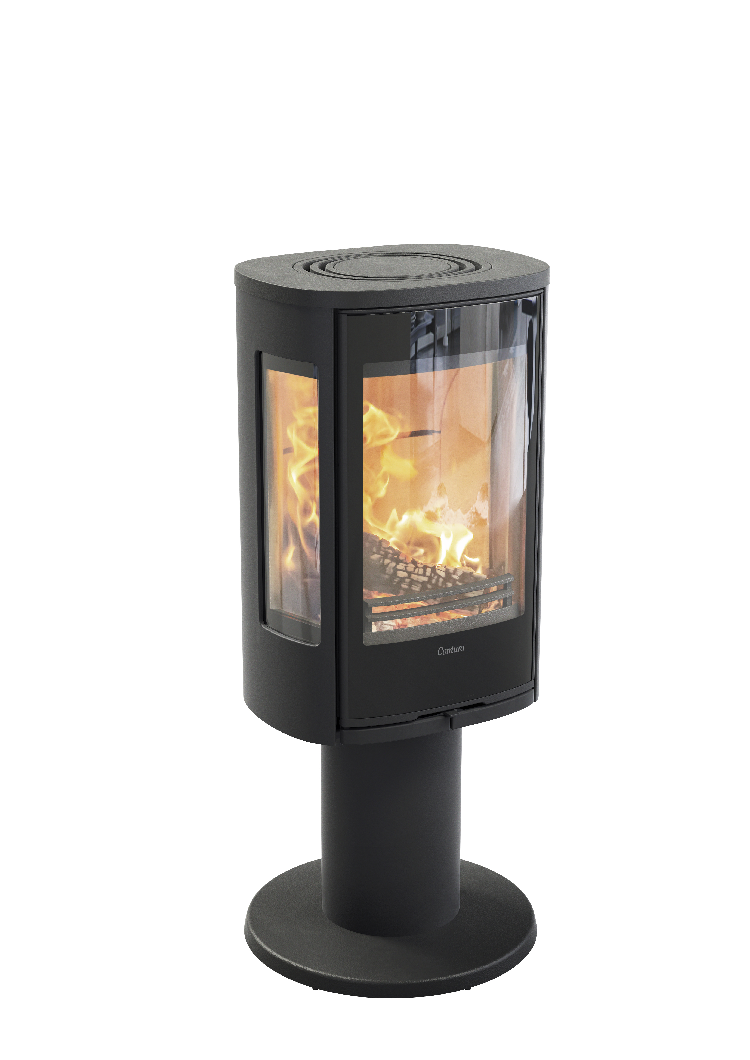 Contura 886 black - Glass door, lacquered aluminium top plate