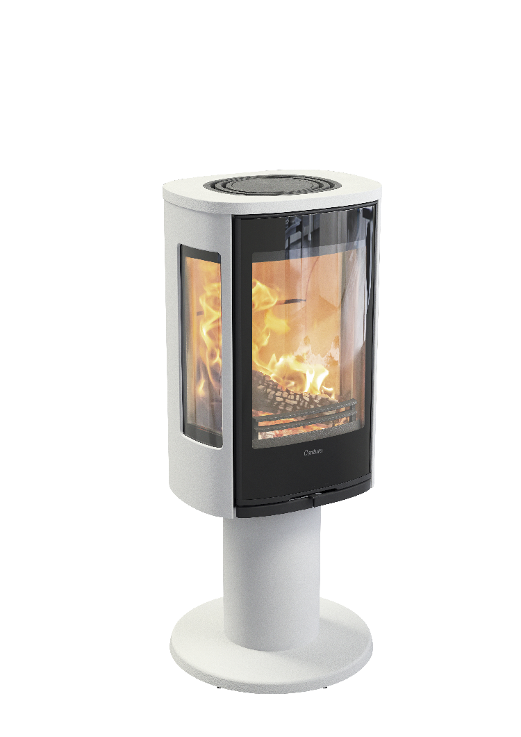 Contura 886 white - Glass door, aluminium lacquered top plate