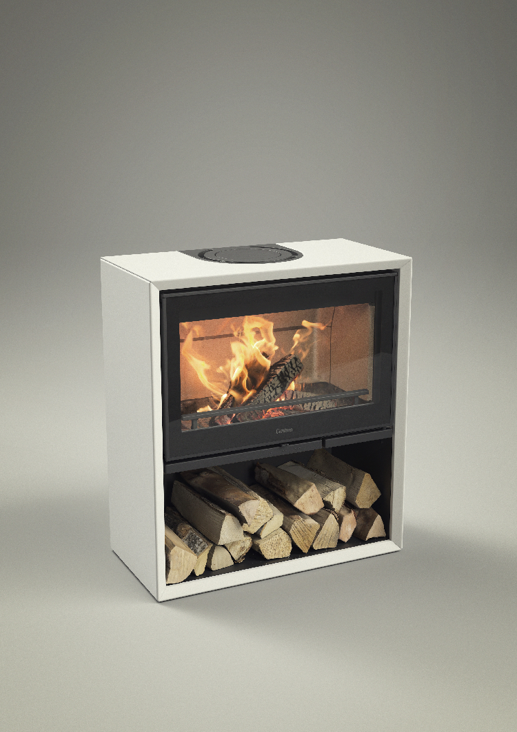 Contura 310 blanc avec porte en verre