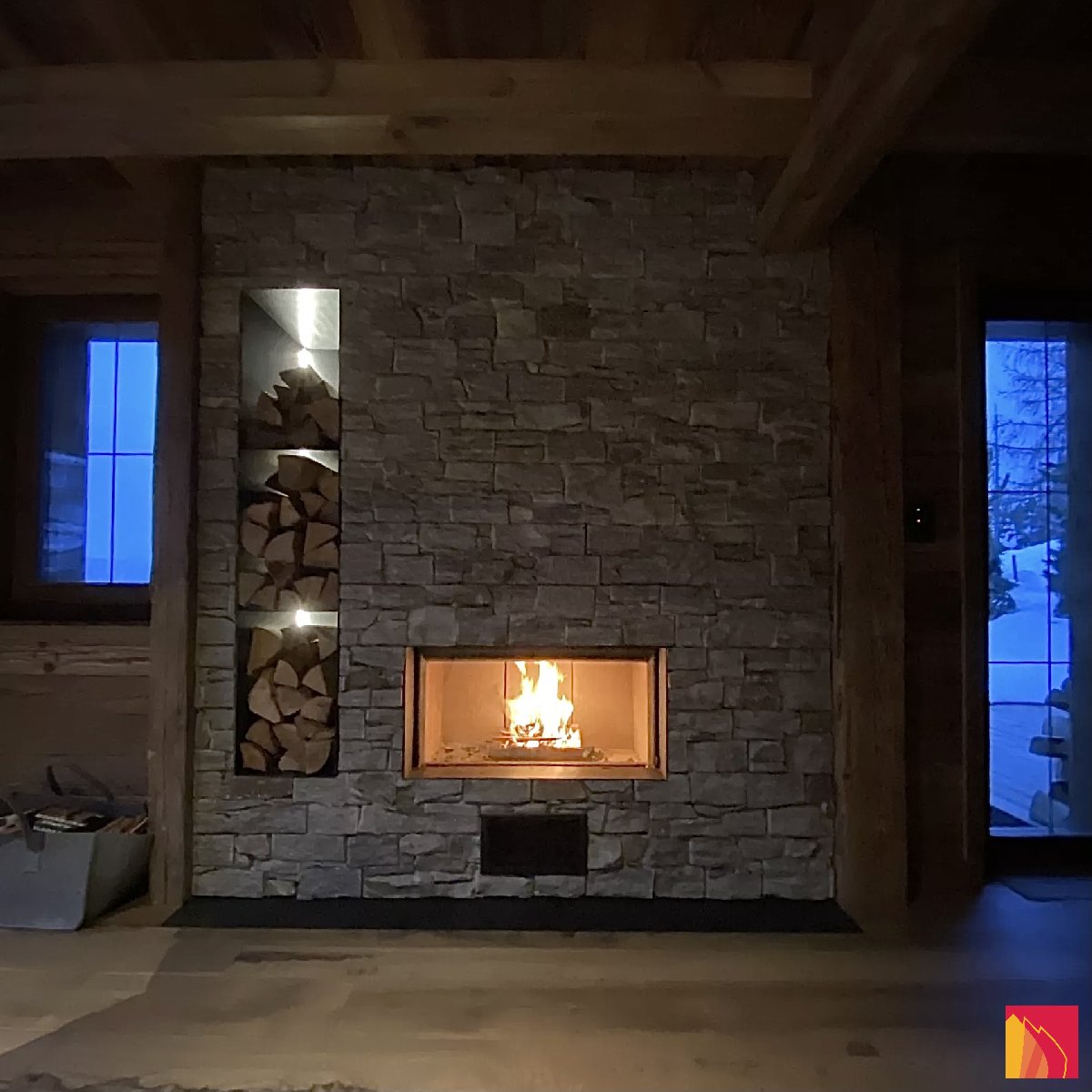 Chimenea frontal con revestimiento de piedra - Carron-Lugon